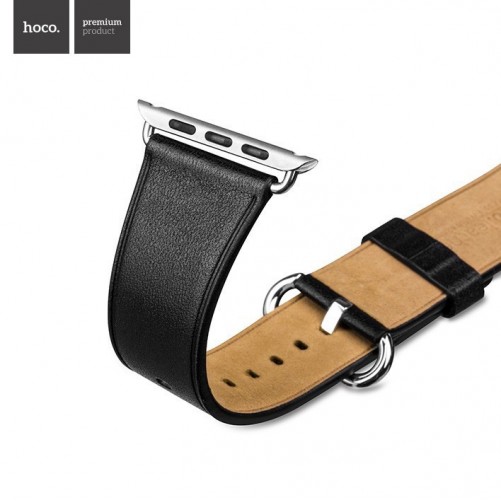 Bracelet Cuir Hoco Noir Apple Watch 42mm MacManiack non trie - SOSav.fr