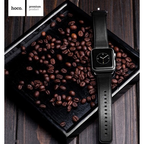Bracelet Cuir Hoco Noir Apple Watch 42mm MacManiack non trie - SOSav.fr
