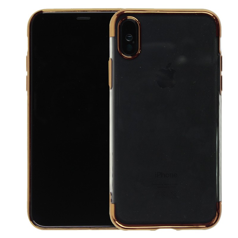 Coque TPU transparente bords couleur métallique iPhone X Xs Coque TPU transparente bords couleur métallique iPhone X Xs