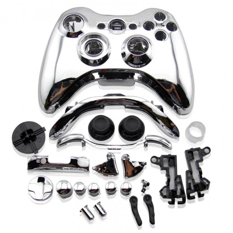 Coque manette Xbox 360 Chrome + boutons Coque manette Xbox 360 Chrome + boutons