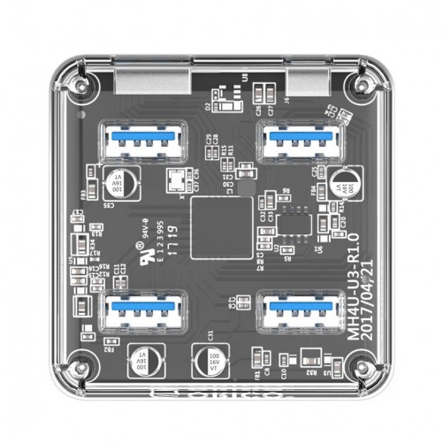 Hub 4 USB 3.0 Transparent (Modèle Carré)