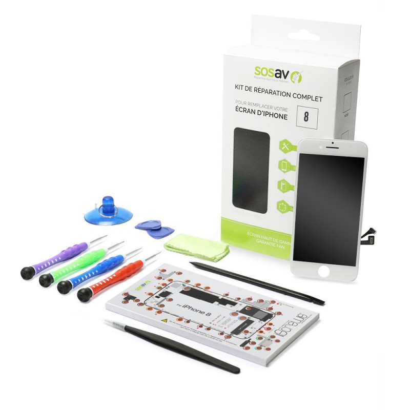 Kit de réparation Ecran BLANC - iPhone 8 Kit de réparation Ecran BLANC - iPhone 8