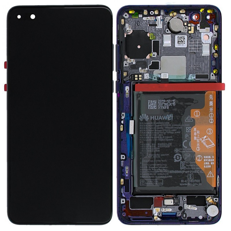 Ecran complet pré-monté sur châssis + batterie pour Huawei P40 Pro Bleu Ecran complet pré-monté sur châssis + batterie pour Huawei P40 Pro Bleu
