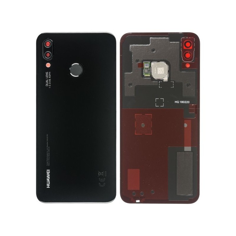 Vitre arrière avec lecteur d'empreintes digitales - Huawei P 20 Lite Noir Vitre arrière avec lecteur d'empreintes digitales - Huawei P 20 Lite Noir