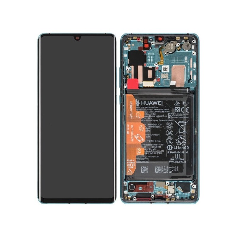 Ecran Complet pré-monté sur châssis Bleu Aurora + Batterie - Huawei P30 Pro Ecran Complet pré-monté sur châssis Bleu Aurora + Batterie - Huawei P30 Pro