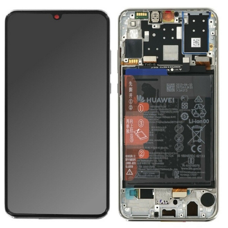 Ecran complet pré-monté sur châssis + batterie Blanc Perle - Huawei P30 Lite New edition Ecran complet pré-monté sur châssis + batterie Blanc Perle - Huawei P30 Lite New edition