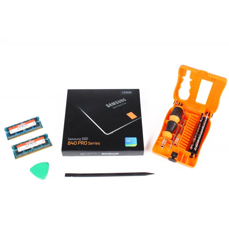 Kit nouvelle vie (SSD Samsung 128 Go + 4 Go RAM SQP + Outils) Kit nouvelle vie (SSD Samsung 128 Go + 4 Go RAM SQP + Outils)