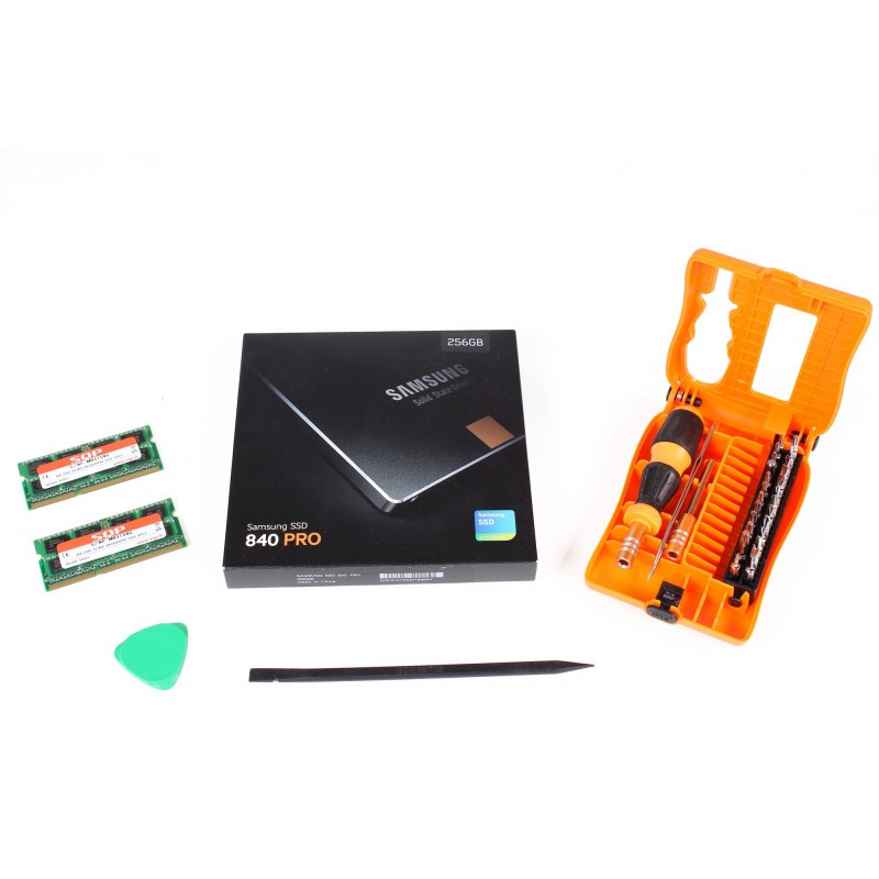 Kit nouvelle vie (SSD Samsung 256 Go + 8 Go RAM SQP + outils) Kit nouvelle vie (SSD Samsung 256 Go + 8 Go RAM SQP + outils)