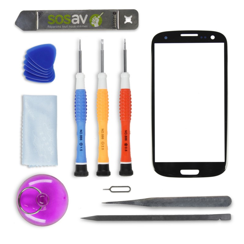 Kit réparation vitre tactile NOIRE - Galaxy S3 Kit réparation vitre tactile NOIRE - Galaxy S3