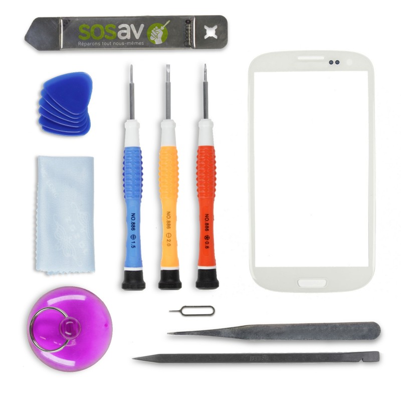 Kit réparation vitre tactile BLANCHE - Galaxy S3 Kit réparation vitre tactile BLANCHE - Galaxy S3