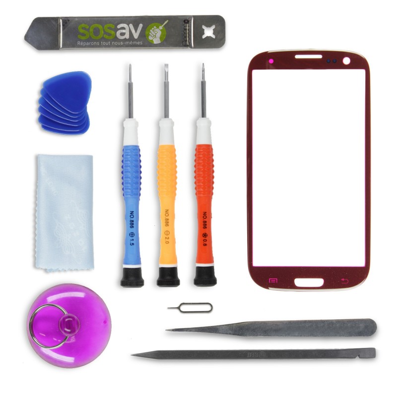 Kit réparation vitre tactile ROUGE - Galaxy S3 Kit réparation vitre tactile ROUGE - Galaxy S3