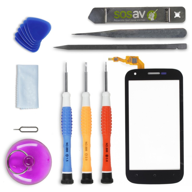 Kit de réparation Vitre Tactile Noire - Wiko Cink Peax 2 Kit de réparation Vitre Tactile Noire - Wiko Cink Peax 2