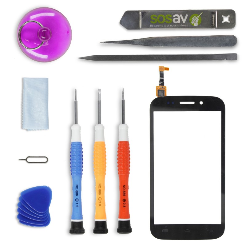 Kit de réparation Vitre Tactile Noire - Wiko Stairway Kit de réparation Vitre Tactile Noire - Wiko Stairway