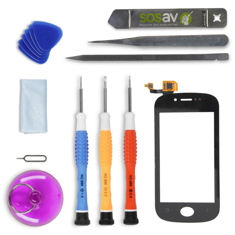 Kit de réparation VItre Tactile Noire - Wiko Sublim Kit de réparation VItre Tactile Noire - Wiko Sublim
