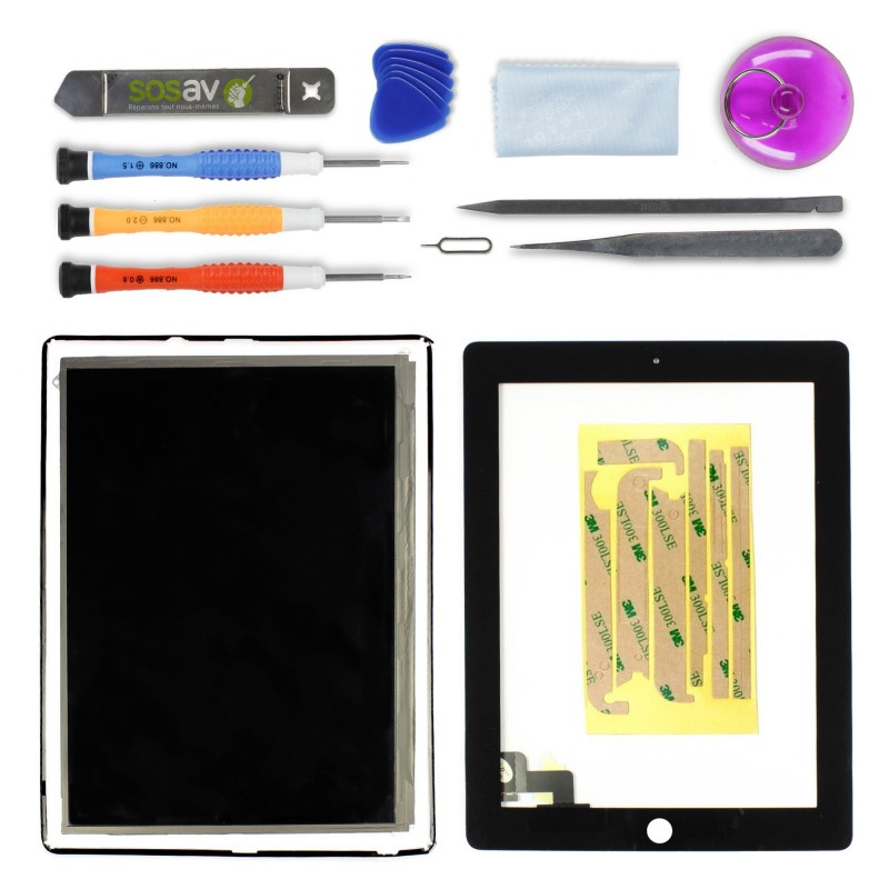 Kit réparation vitre tactile (NOIR) + LCD - iPad 2 Kit réparation vitre tactile (NOIR) + LCD - iPad 2
