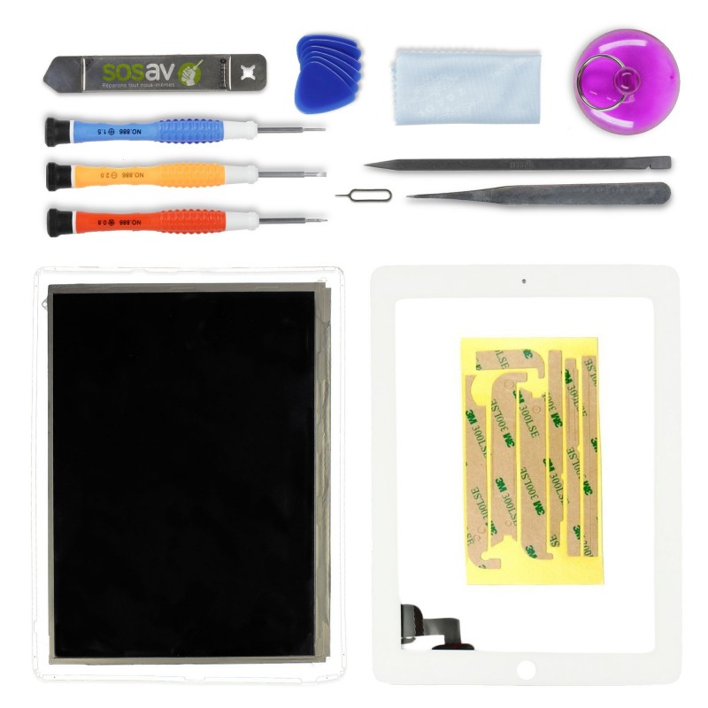 Kit réparation vitre tactile (BLANC) + LCD - iPad 2 Kit réparation vitre tactile (BLANC) + LCD - iPad 2