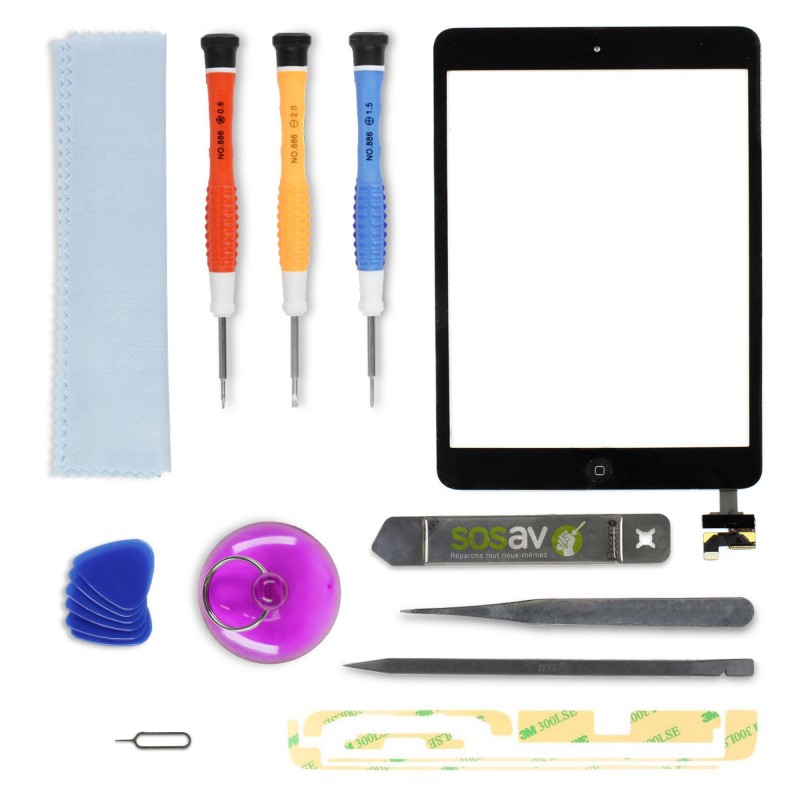 Kit réparation Vitre tactile (NOIR) - iPad Mini / Mini Retina Kit réparation Vitre tactile (NOIR) - iPad Mini / Mini Retina