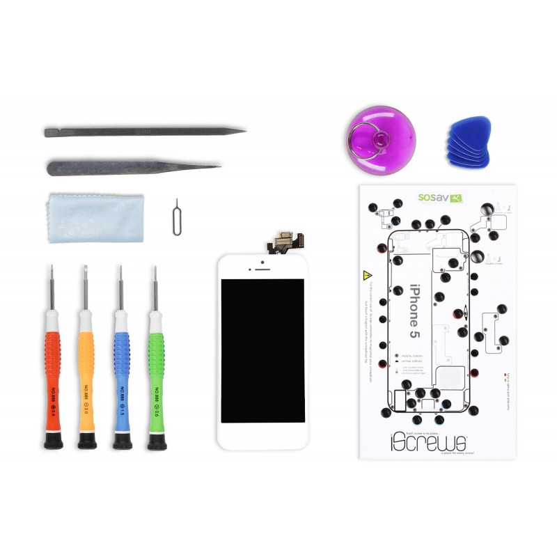 Kit Réparation écran COMPLET - iPhone 5 BLANC Kit Réparation écran COMPLET - iPhone 5 BLANC