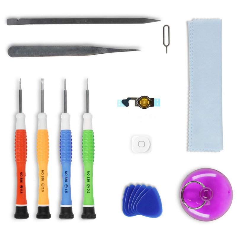 Kit réparation bouton home BLANC - iPhone 5 Kit réparation bouton home BLANC - iPhone 5