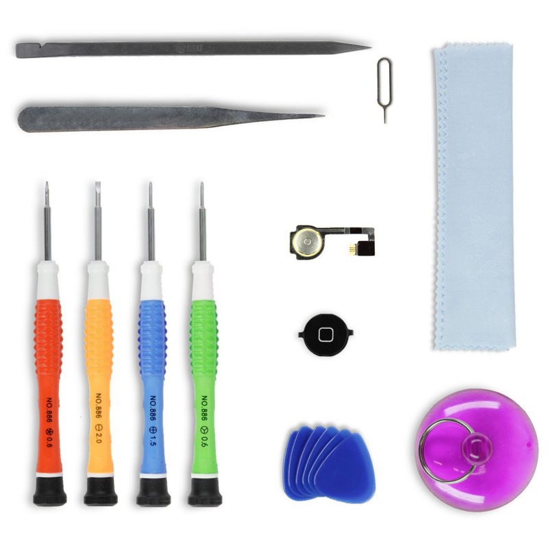 Kit réparation bouton Home Noir - iPhone 4 Kit réparation bouton Home Noir - iPhone 4