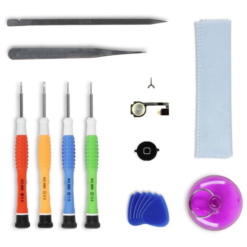 Kit réparation bouton Home Noir iPhone 4S Kit réparation bouton Home Noir iPhone 4S
