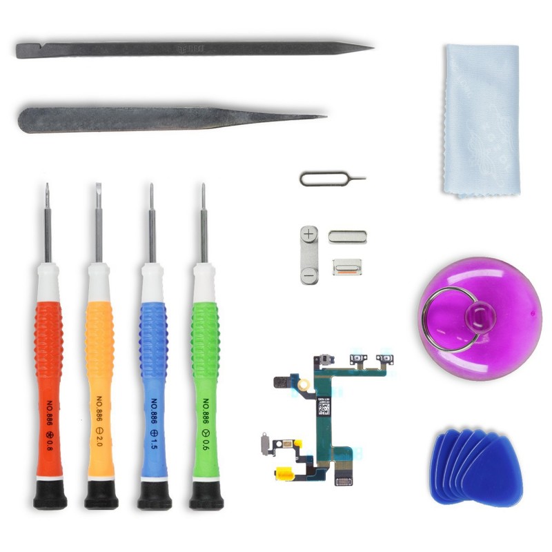 Kit réparation Boutons (Power, vibreur, volume) - iPhone 5S Blanc Kit réparation Boutons (Power, vibreur, volume) - iPhone 5S Blanc
