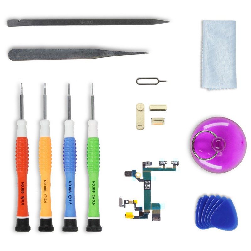 Kit réparation Boutons (Power, vibreur, volume) - iPhone 5S Or Kit réparation Boutons (Power, vibreur, volume) - iPhone 5S Or
