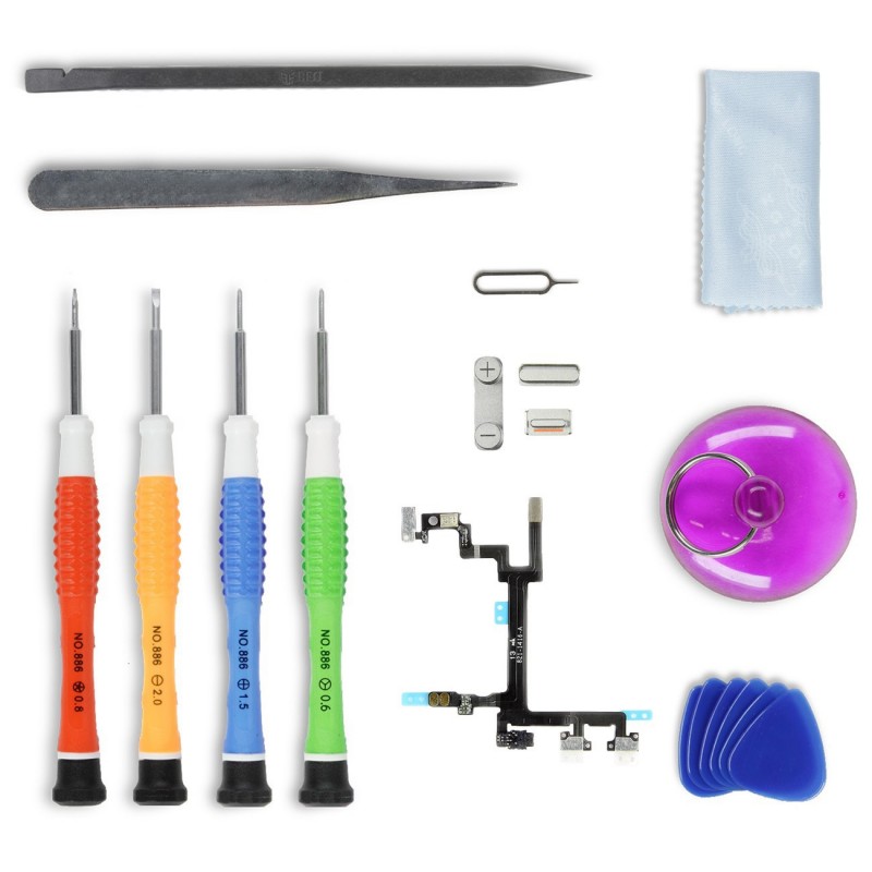 Kit de réparation 3 boutons BLANC - iPhone 5 Kit de réparation 3 boutons BLANC - iPhone 5