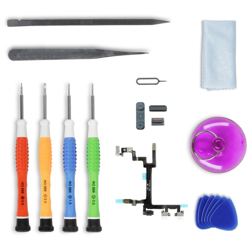 Kit de réparation 3 boutons NOIR - iPhone 5 Kit de réparation 3 boutons NOIR - iPhone 5