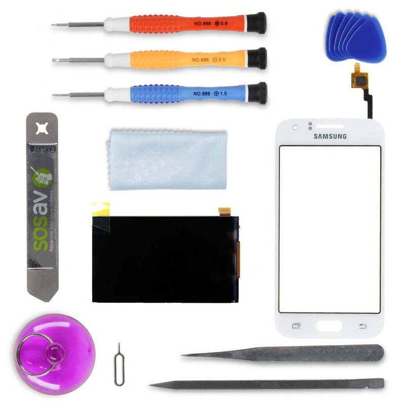 Kit de réparation Ecran complet blanc - Samsung Galaxy J1 Kit de réparation Ecran complet blanc - Samsung Galaxy J1